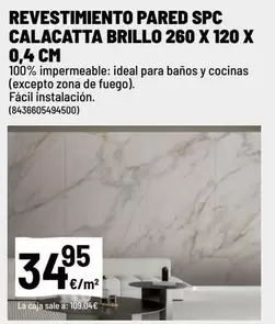 SPC - Revestimiento Pared Spc Calacatta Brillo 260 X 120 X 0,4 Cm