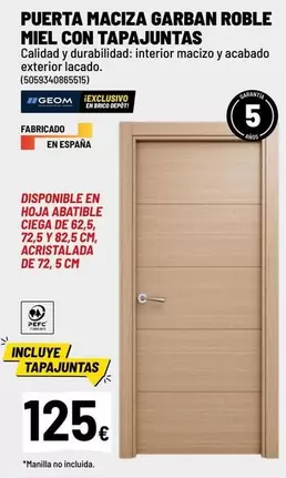 brico - Puerta Maciza Garban Roble Miel Con Tapa Juntas