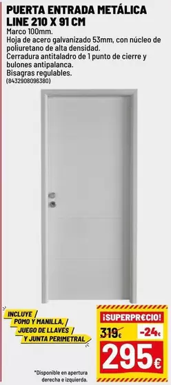 Puerta Entrada Metalica Line 210 X 91 Cm