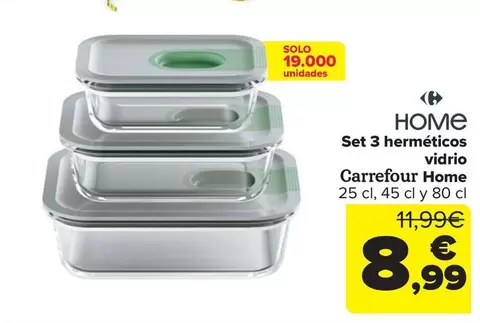 Carrefour Home - Set Hermeticos Vidrio