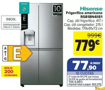 Hisense - Frigorifico Americano RS818N4IIE1