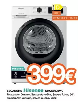 Hisense - Secadora DHQE800BW2