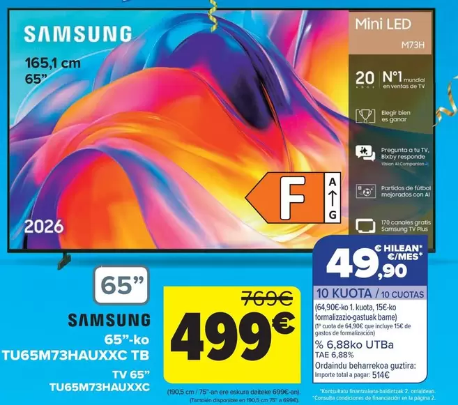 Samsung - 65"-ko Tu65m73hauxxc Tb