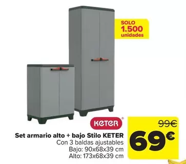Keter - Set Armario Alto + Bajo Stilo 