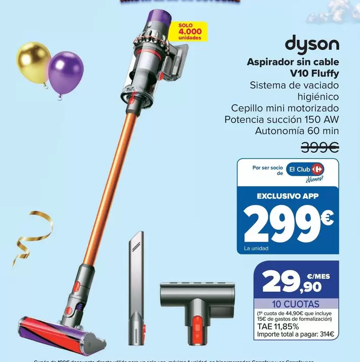 Dyson - Aspirador Sin Cable V10 Fluffy