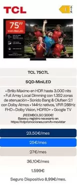 Tcl - TV 75" SQD-Miniled 75C7L