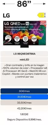 LG - TV 86" QNED EVO AI Miniled 86QNED87B6A