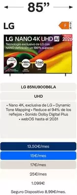 LG - TV 85" Nano 4K UHD AI 85NU900B6LA