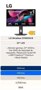 LG - Ultragear 27" Led 27G610A-B