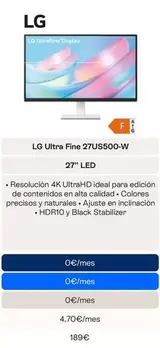 LG - 27" Led 27US500-W