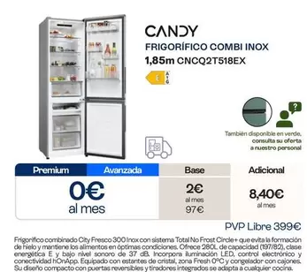 Candy - Frigorifico Combi Inox CNCQ2T518EX