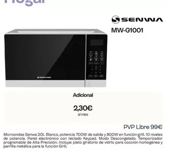 Blanco - Microondas Sena 20l