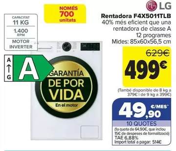 LG - Lavadora F4X5011TLB