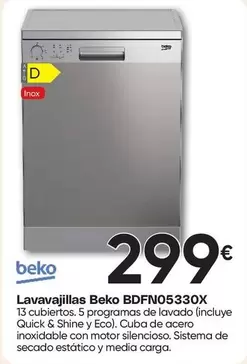 Beko - Lavavajillas BDFN05330X