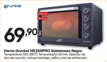 Grunkel - Horno Hr38npro Sobremesa Negro