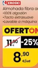 Eroski - Almohada Fibra Antiácaros 100% Algodón