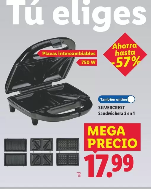 SilverCrest - Sandwichera 3 En 1