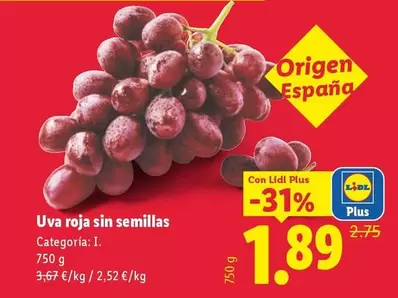 Uva Roja Sin Semillas