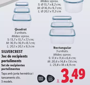 SilverCrest - Set De Recipientes Portalimentos