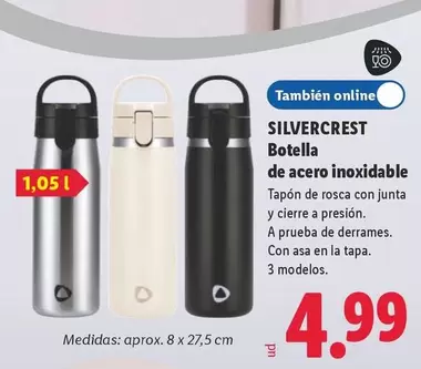 SilverCrest - Botella De Acero Inoxidable