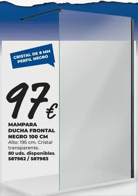 Cristal - Mampara Ducha Frontal Negro 100 Cm