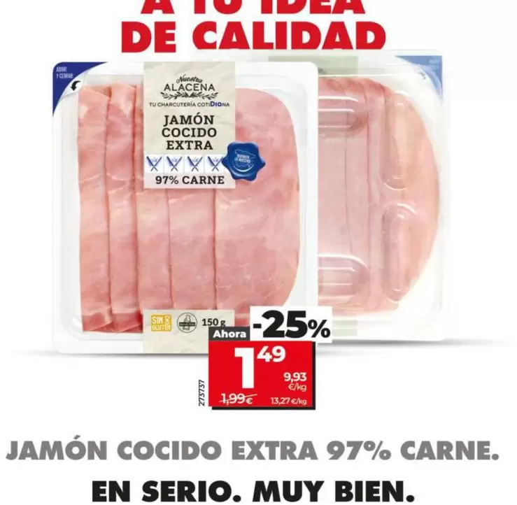Dia Nuestra Alacena - Jamón Cocido Extra 97%