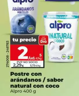 Alpro - Postre Con Arándanos/Sabor Natural Con Coco