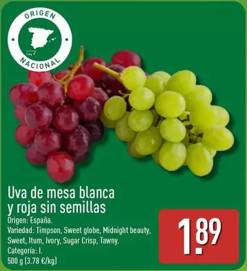 Uva De Mesa Blanca Y Roja Sin Semillas