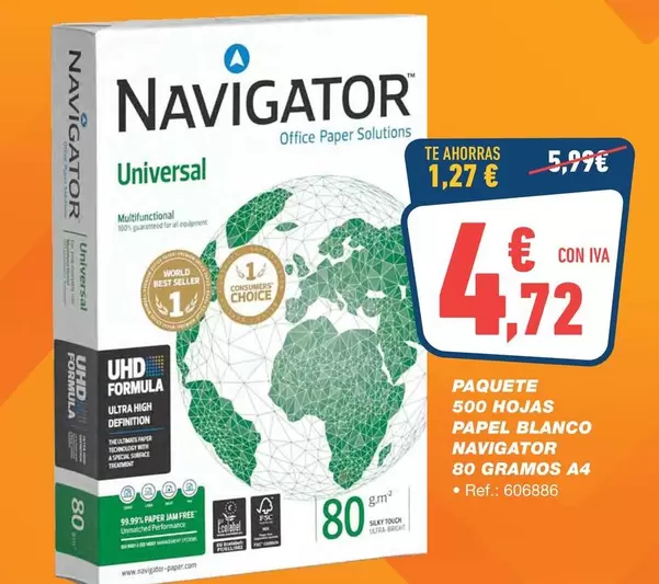 navigator - Paquete 500 Hojas Papel Blanco Navigator