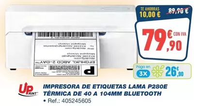 Impresora De Etiquetas Lama P280e Termica De 40 A 104mm Bluetooth