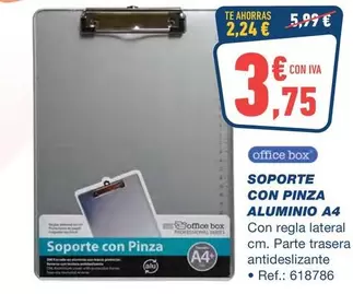 Officebox - Soporte Con Pinza Aluminio A4