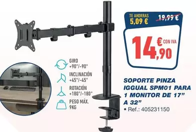 Giro - Soporte Pinza Igual Spm01 Para 1 Monitor De 17"
