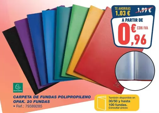 exacompta - Carpeta De Fundas Polipropileno Opak 20 Fundas