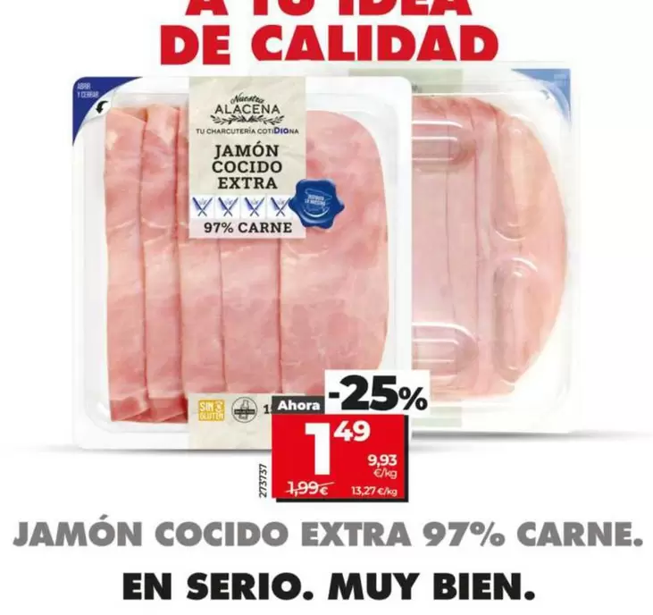 Dia Nuestra Alacena - Jamon Cocido Extra 97%