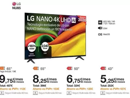 LG - TV 43"/50"/55"/65" Nano 4K Led