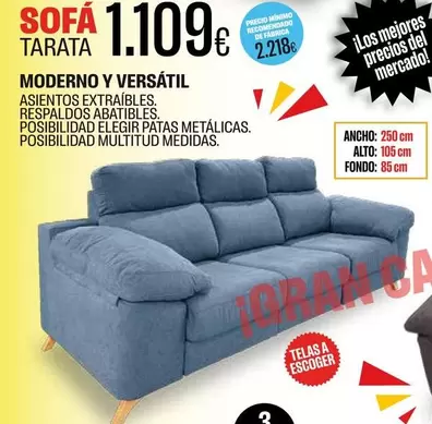 Sofá Tarata Moderno Y Versátil