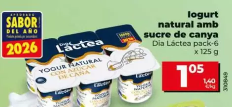 Dia Lactea - Yogur Natural Con Azucar De Cana