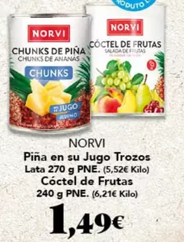 Norvi - Piña En Su Jugo Trozos Lata