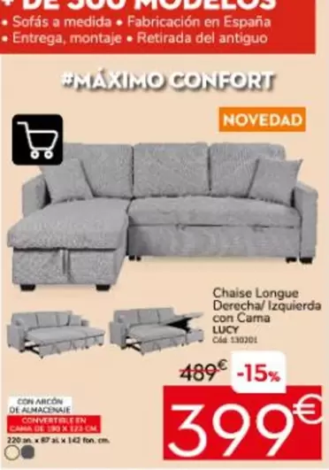 España - Chaise Longue Derechal Izquierda Con Cama