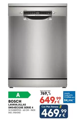 Bosch - Lavavajillas SMS4EC128E SERIE 4