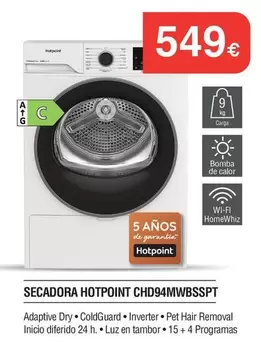 Hotpoint - Secadora Chd94mwbsspt