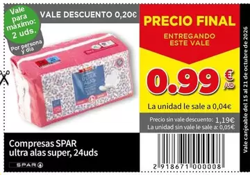 Spar - Compresas Ultra Alas Super, 2u
