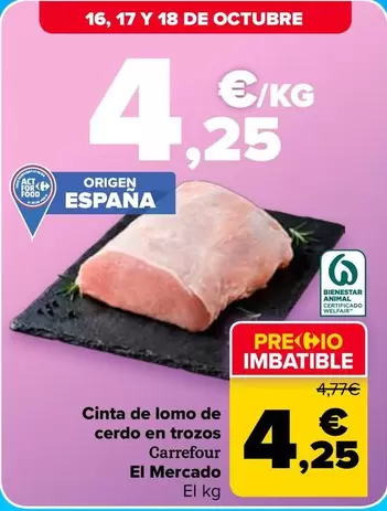 Carrefour El Mercado - Cinta De Lomo De Cerdo En Trozos