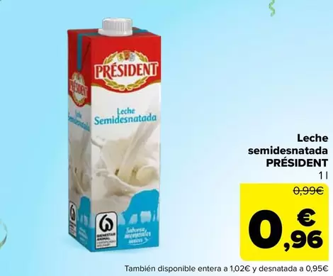 Président - Leche Semidesnatada