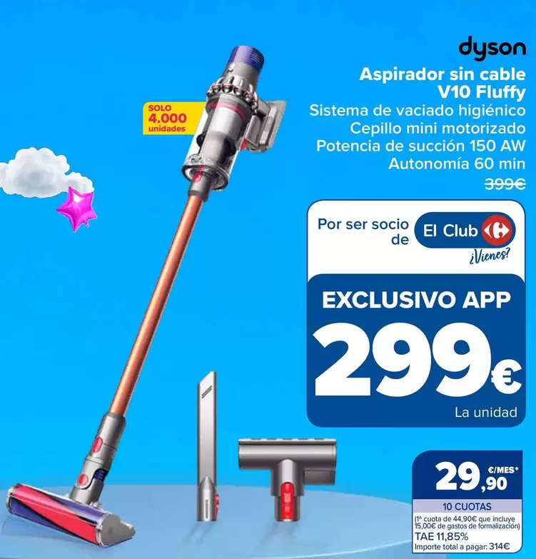 Dyson - Aspirador Sin Cable V10 Fluffy