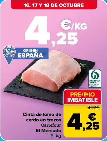 Carrefour El Mercado - Cinta De Lomo De Cerdo En Trozos