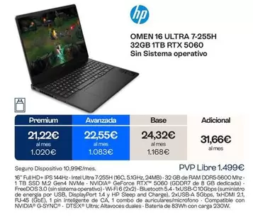 Hp - Omen 16 Sin Sistema Operativo