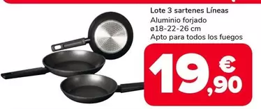 Lote 3 Sartenes Líneas Aluminio
