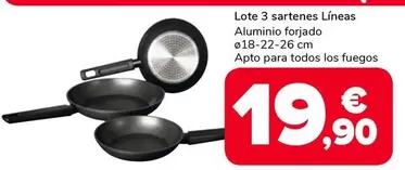 Lote 3 Sartenes Líneas Aluminio