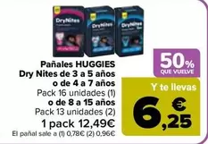 Huggies - Panales Dry Nites De 3 A 5 Años O De 4 A 7 Años